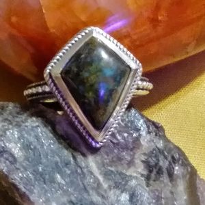 CHRYSOCOLLA *SIERRA MADRE'* STERLING. SIZE 6